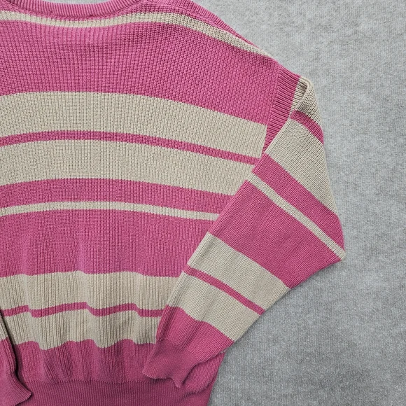 Vintage Lord Jeff Whaler Striped Sweater XL Cotton Pink Tan Boxy USA Classic - Picture 11 of 12